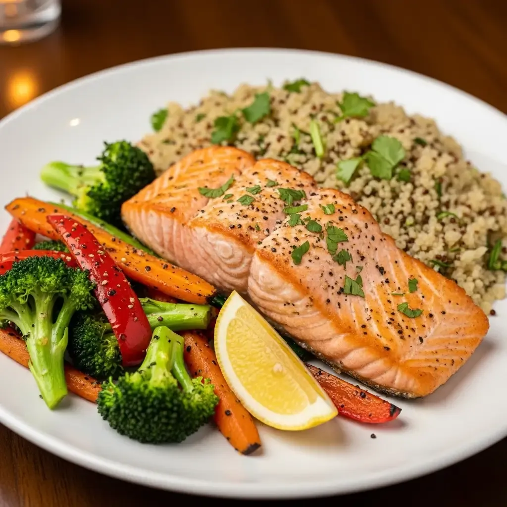 femboy dinner salmon veggies quinoa